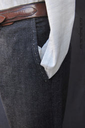 Cotton Tweed Boro Trousers Grey Blue 31