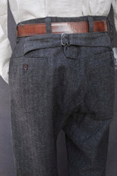 Cotton Tweed Boro Trousers Grey Blue 31