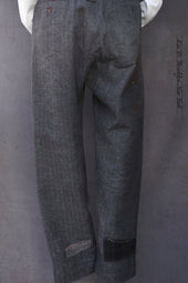 Cotton Tweed Boro Trousers Grey Blue 31