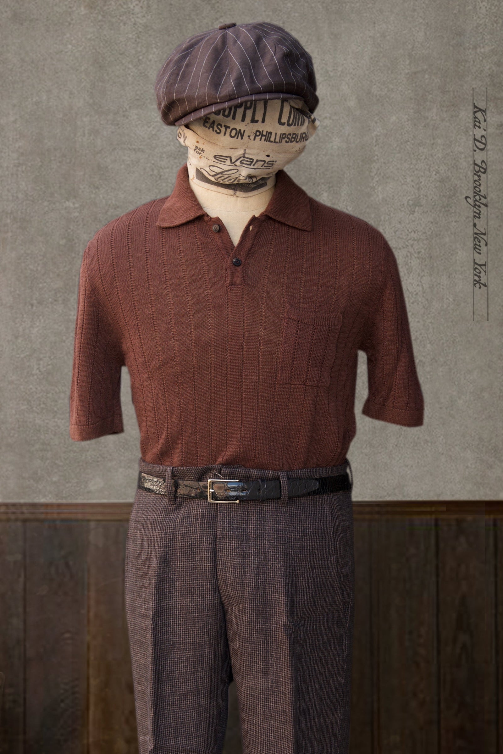 Perforated Stitch Linen Polo Xl