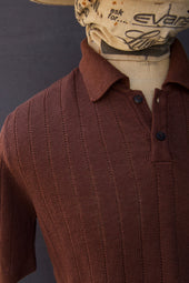 Perforated Stitch Linen Polo Xl