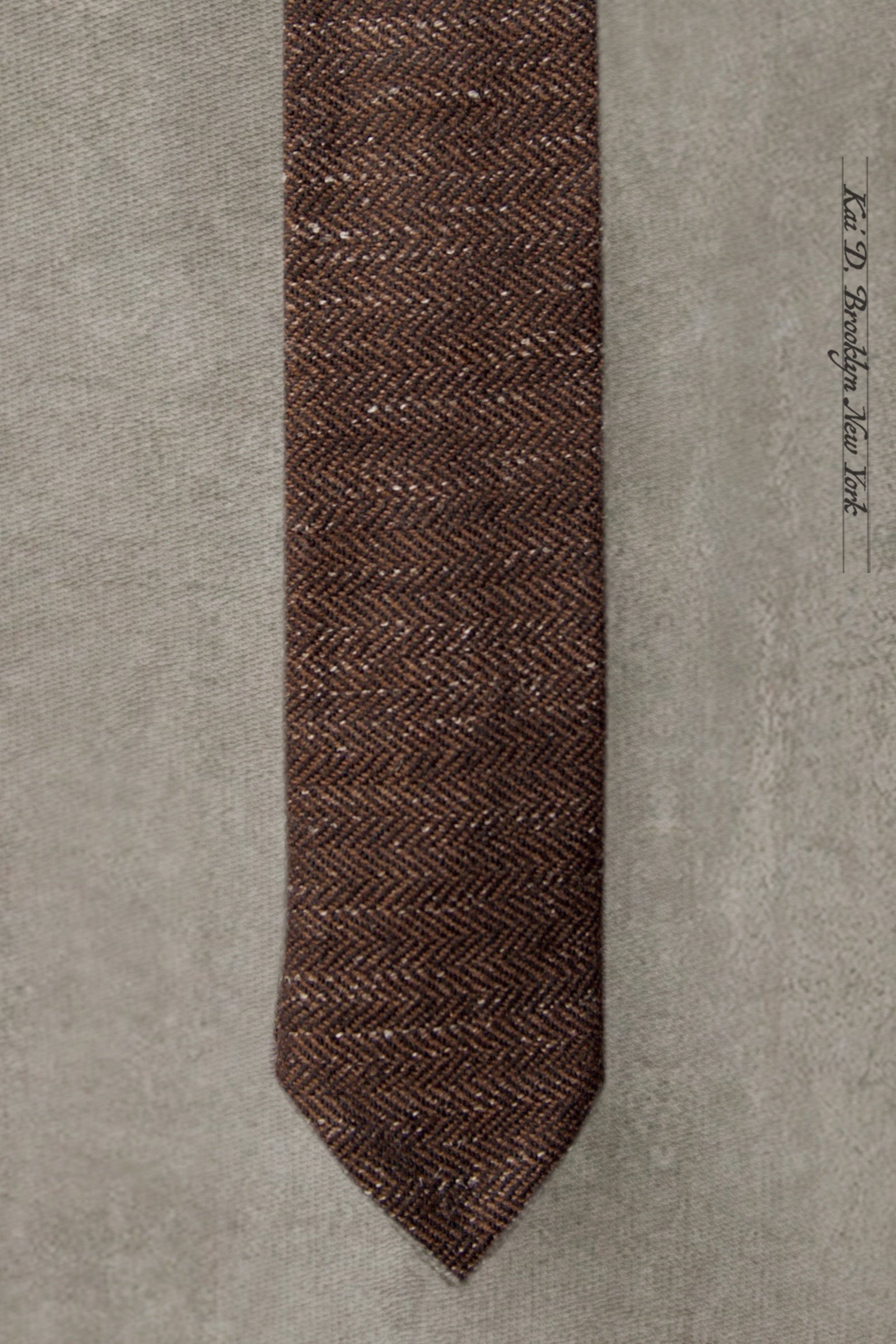 Herringbone Tweed Wool Tie - Dark Brown