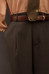 One Pleat Trousers Super 130s Wool Bark 48