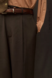 One Pleat Trousers Super 130s Wool Bark 48