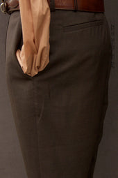 One Pleat Trousers Super 130s Wool Bark 48