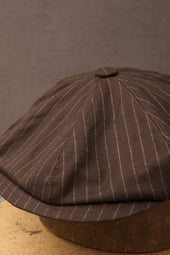 Peaky Hat - Dark Brown Striped Wool - M, L, XL