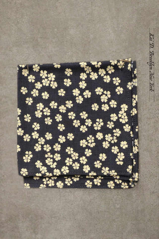Indigo Cherry Blossom Pocket Square - Indigo