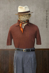 Perforated Stitch Linen Polo Xl