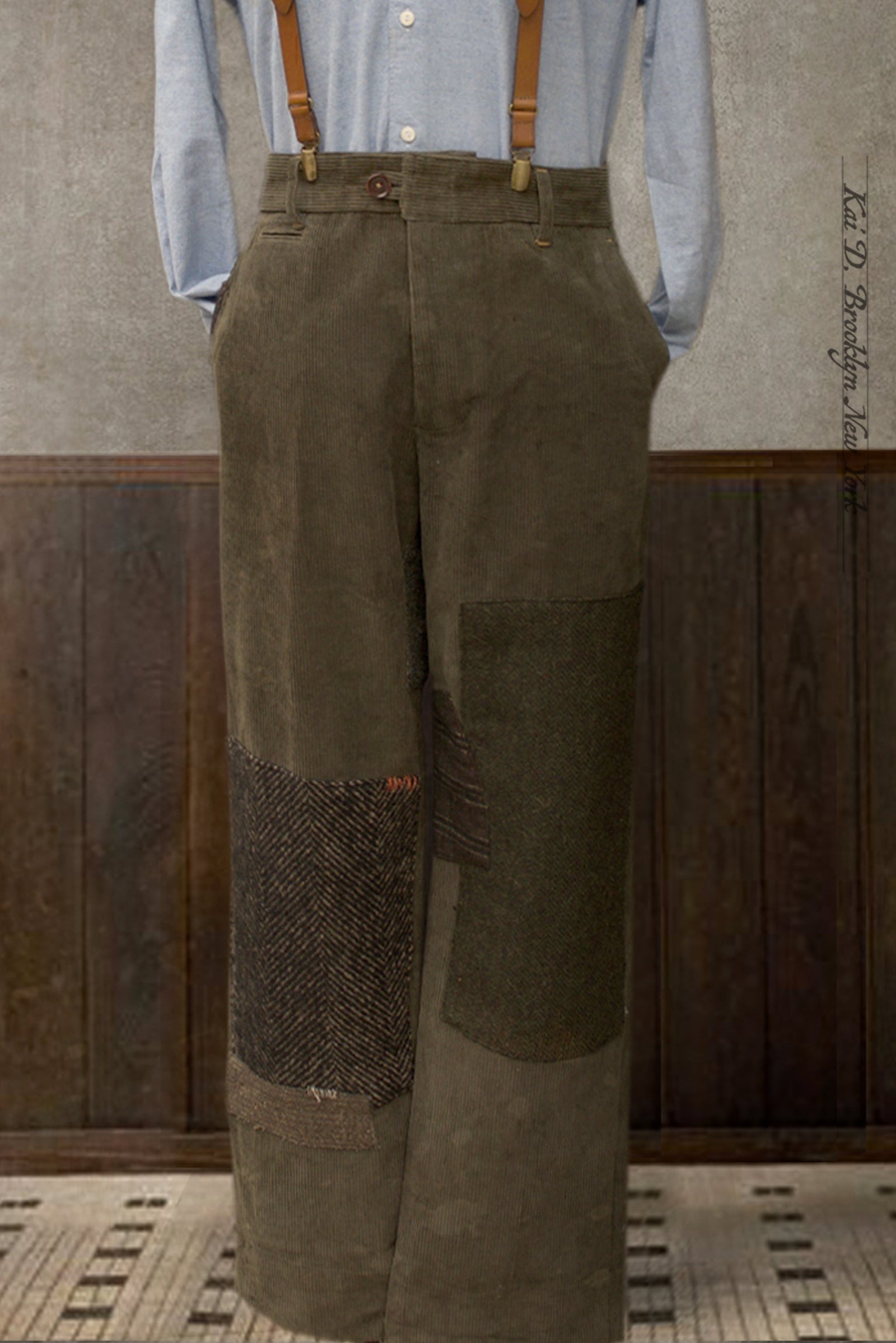 Cody Wide Leg Boro Trousers - Olive - 35 (NO RETURN)