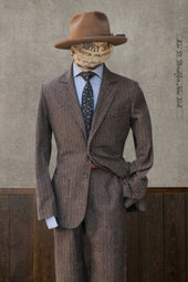 Brown cotton herringbone