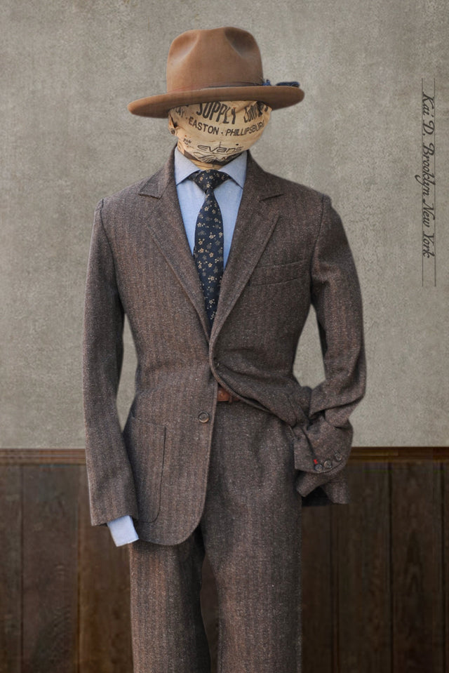 Brown cotton herringbone