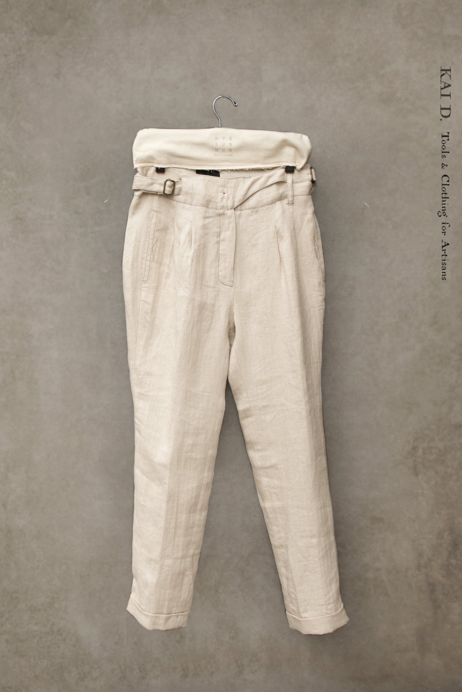 Isa Belted Pants Linen Herringbone Xs S