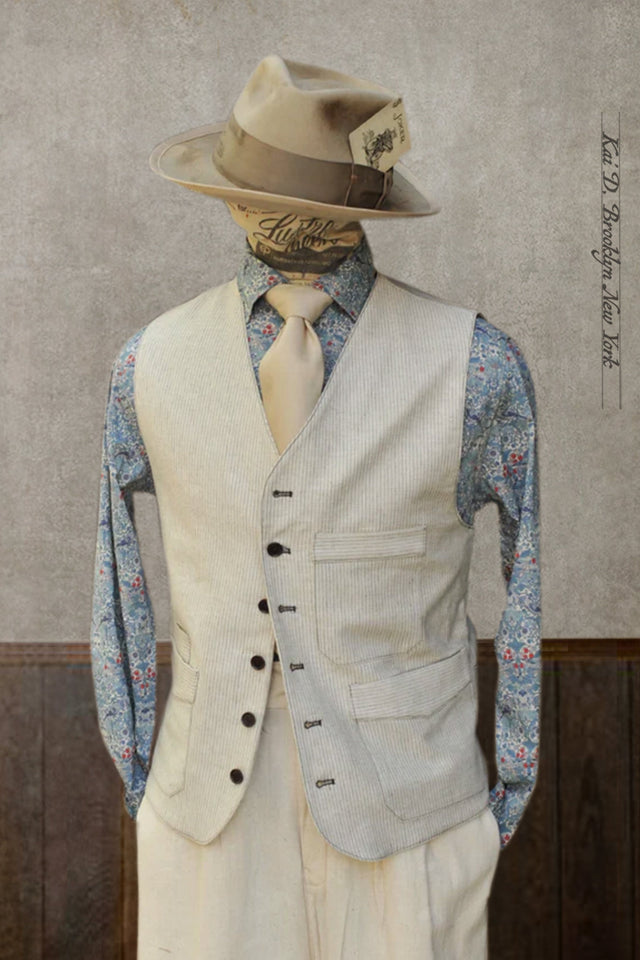 Shoemaker's Vest - Cream Pin - S, M, L, XXL