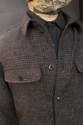Parisian Over Shirt Grey Brown Prince Of Wale Tweed M L