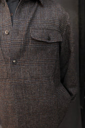 Parisian Over Shirt Grey Brown Prince Of Wale Tweed M L