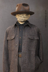 Parisian Over Shirt Grey Brown Prince Of Wale Tweed M L