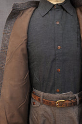 Parisian Over Shirt Grey Brown Prince Of Wale Tweed M L