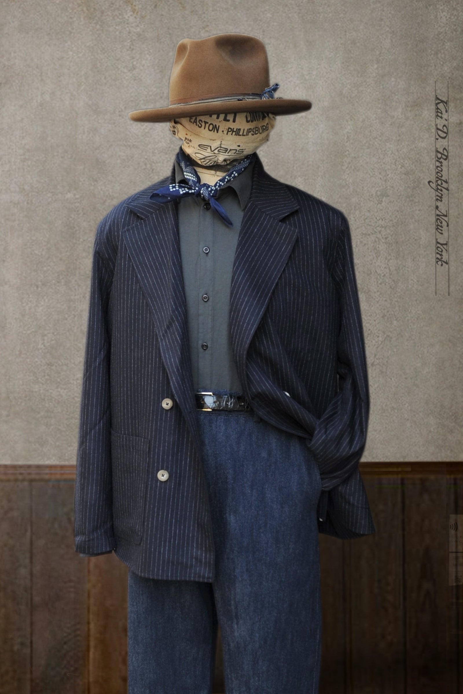 Double Breasted Jacket - Navy Pinstripe- 48 (NO RETURN)