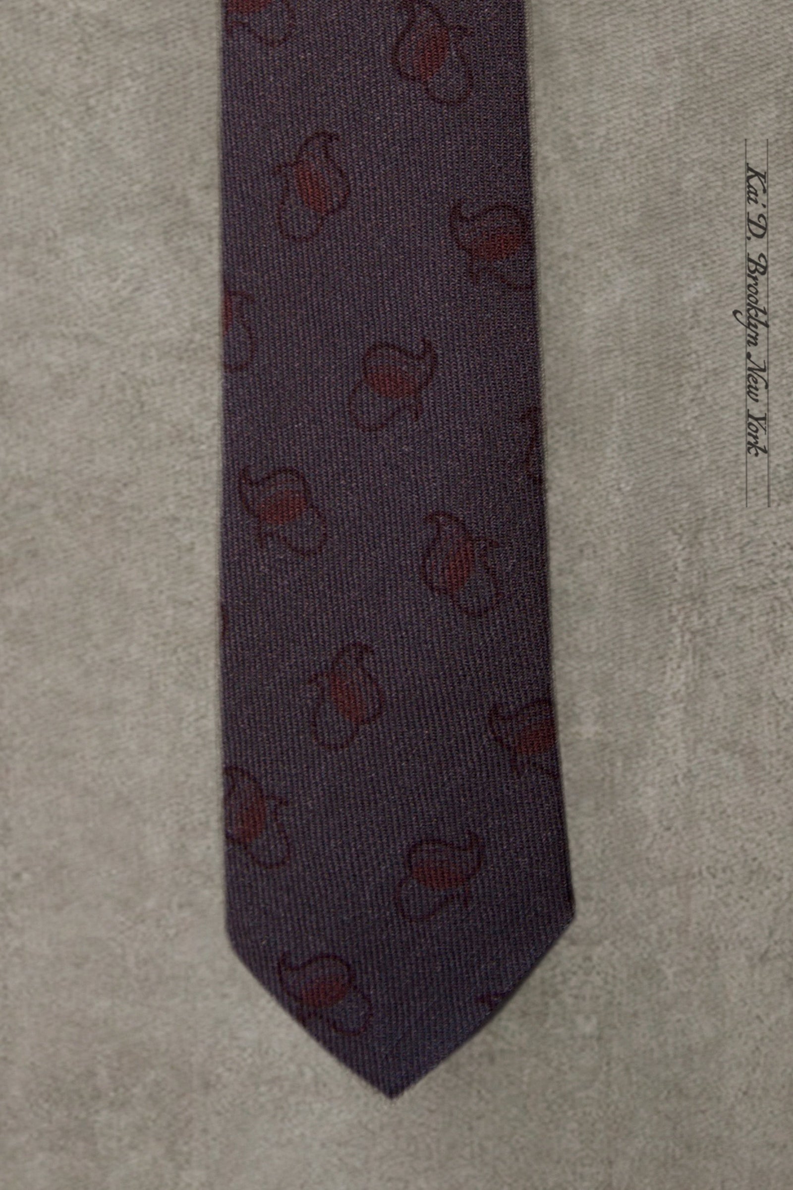 Printed Paisley Wool Tie Purple