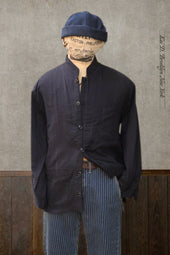O Hara Shirt Double Gauze In Blue Brown Gauze M L