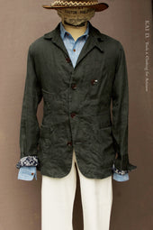 Degas Work Jacket Washed Heavy Linen S L Xl