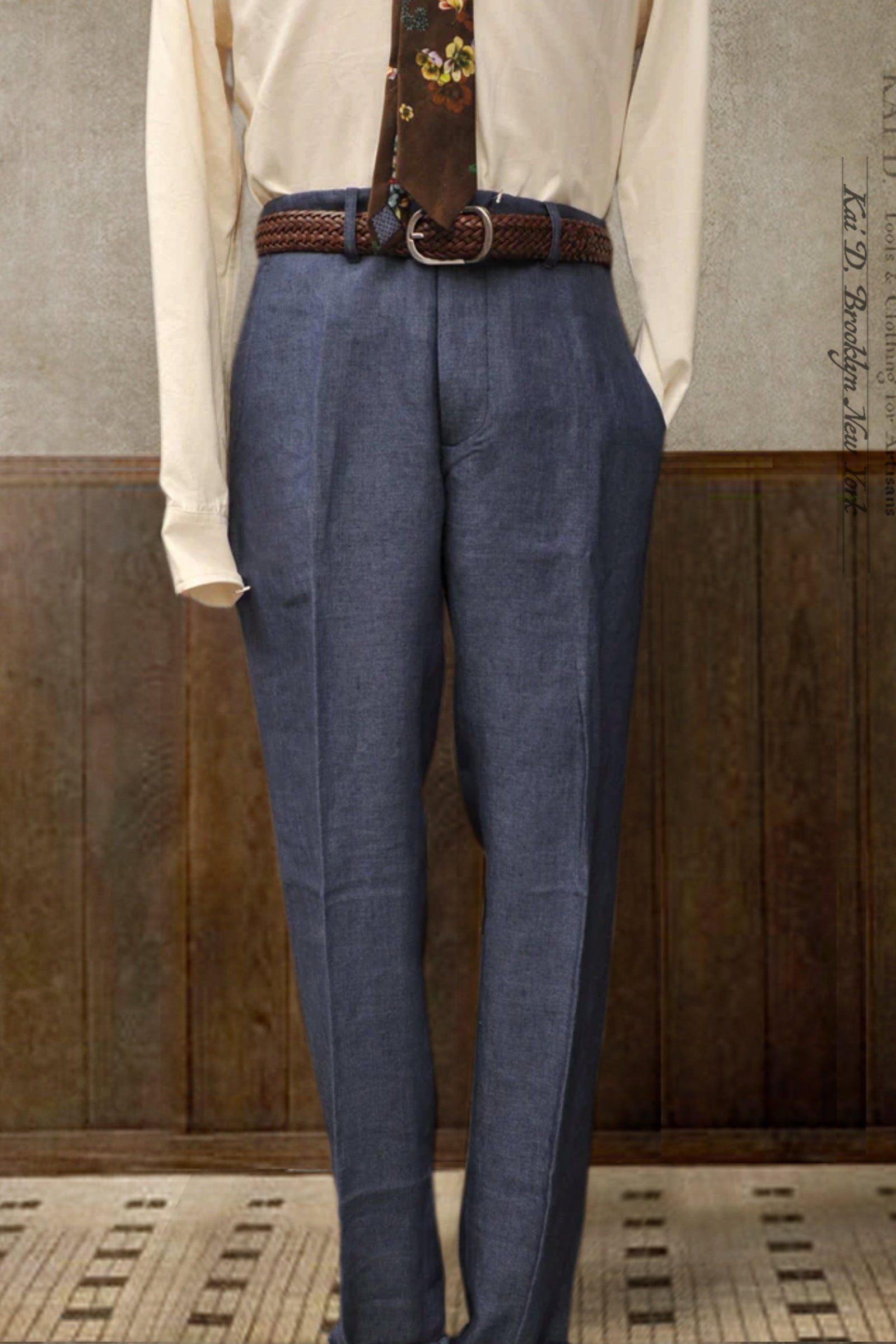 Light Belgian Linen Borough Pants Blue 30 32 34 36