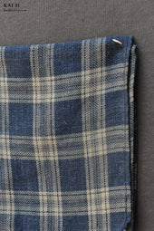 Linen Plaid Pocket Square Blue
