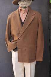 Double Breasted Jacket Belgian Linen Wool Cinnamon 48 50
