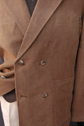 Double Breasted Jacket Belgian Linen Wool Cinnamon 48 50