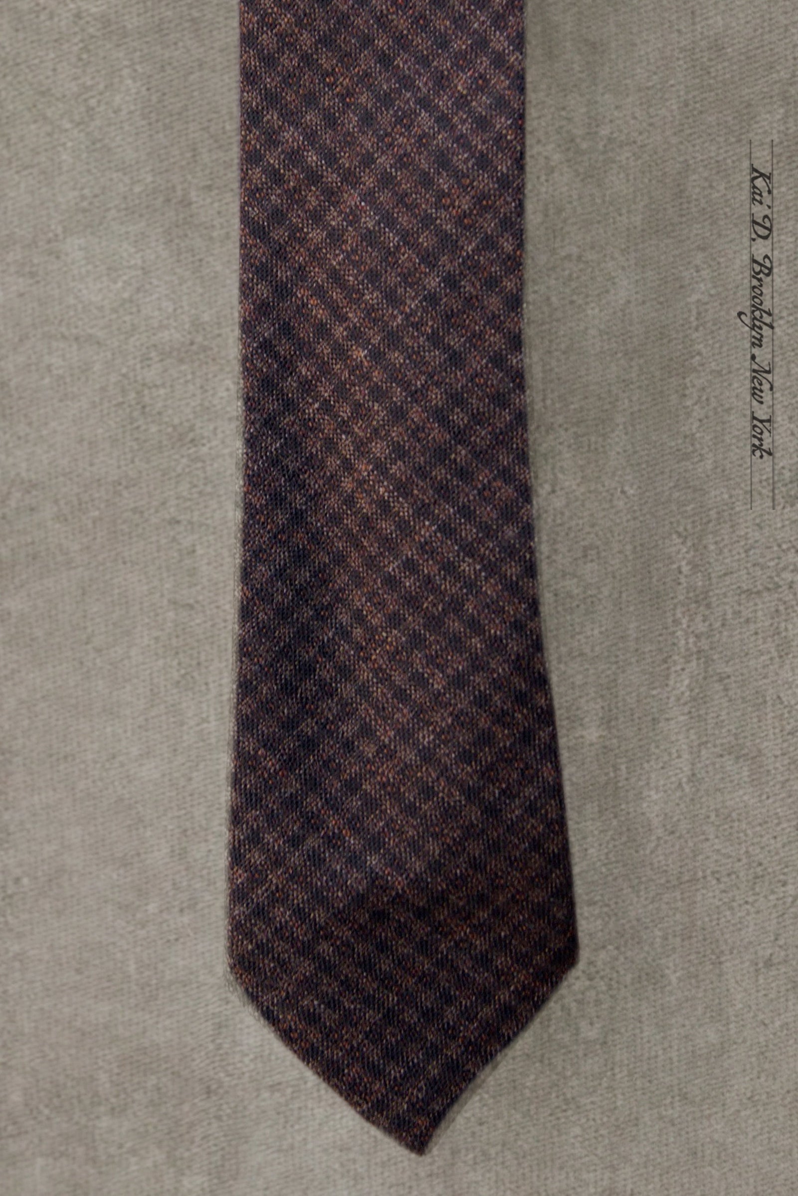 Italian Double Weave Tie - Dark Brown Tonal Check