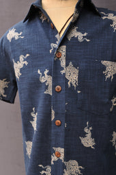 Cassady Shirt Indigo Cotton L Xl