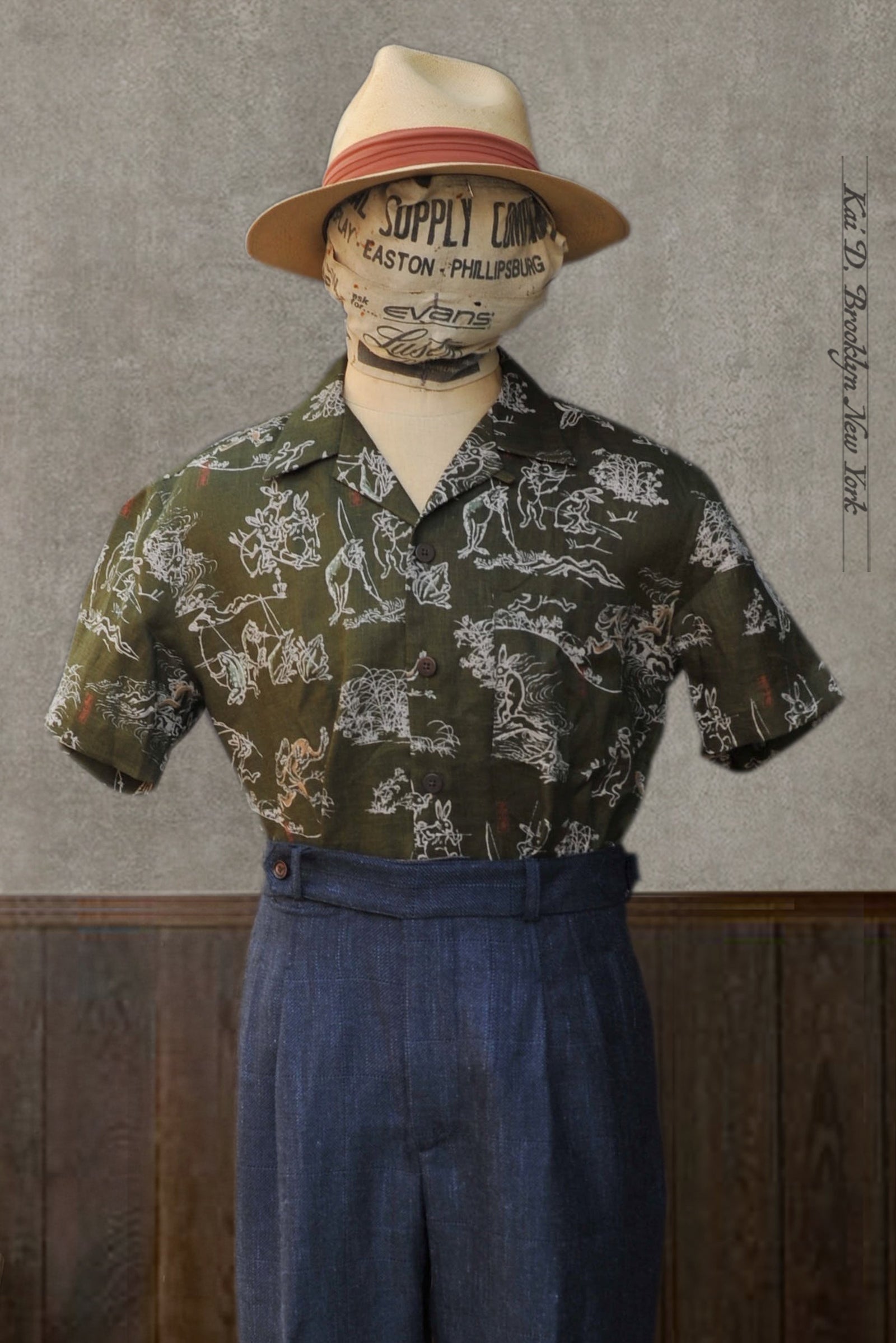 Short Sleeve Slater Shirt - Green Rabbit - S, M, L