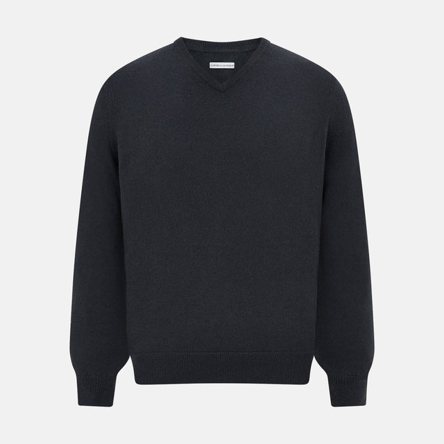 Dark Green Cashmere V-Neck Jumper