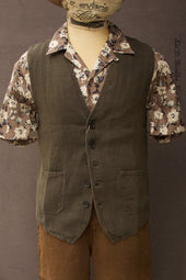 Heavy Linen Work Vest Elk 42 44 46 48 50