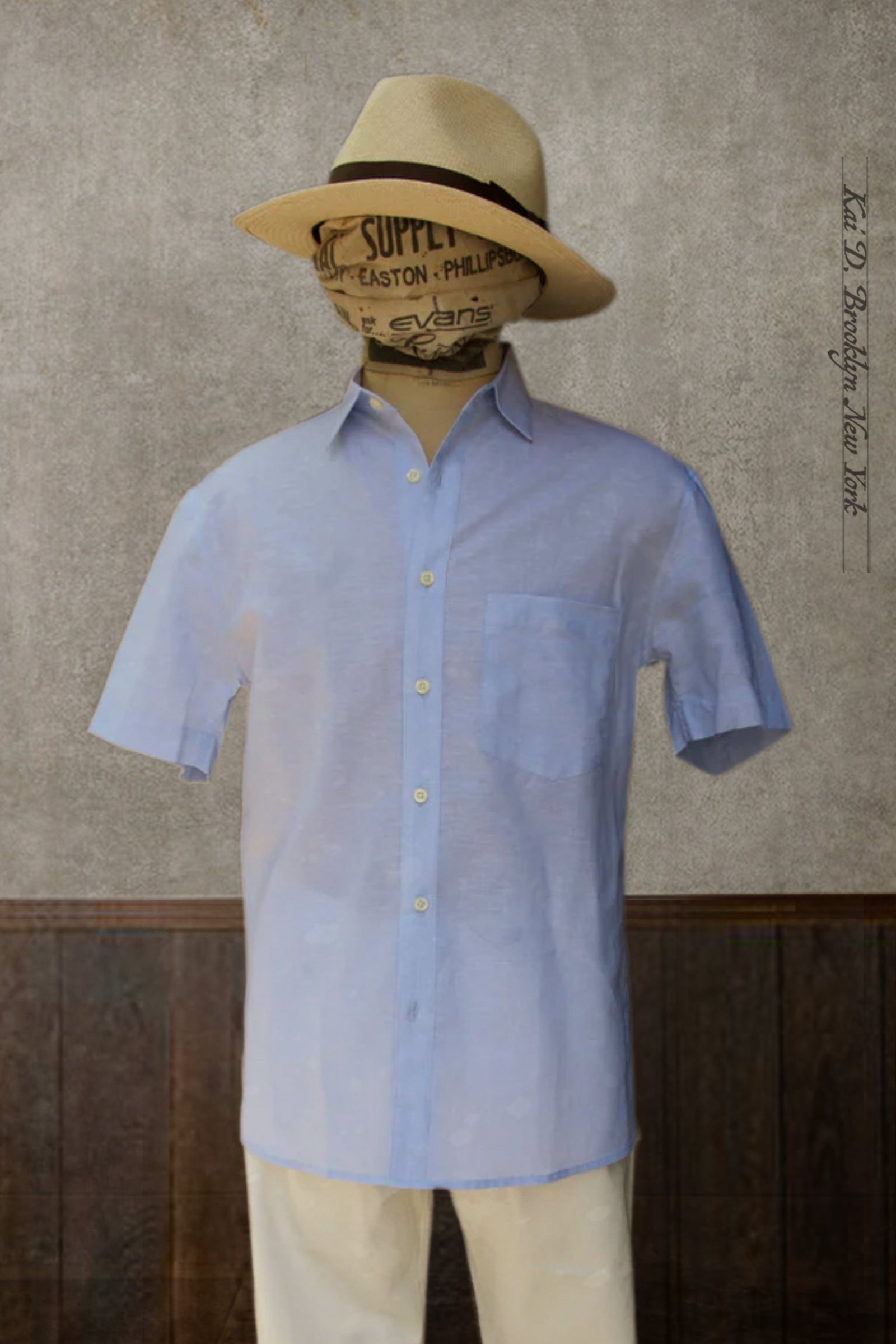 Short Sleeve Cassady Shirt - End on End Blue Stripe - S, M, L