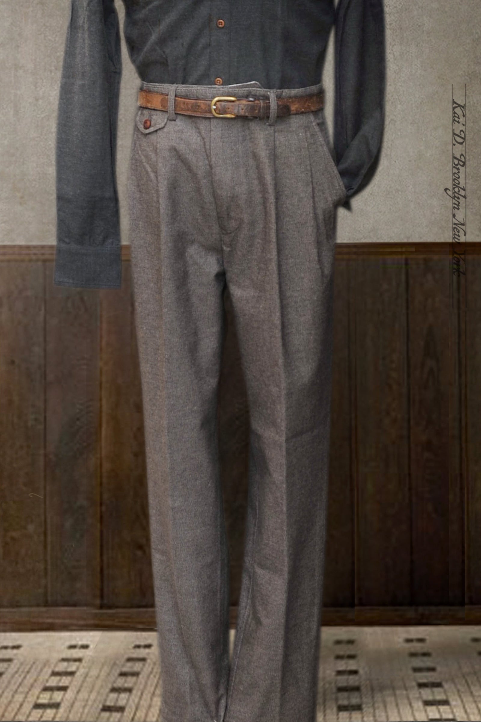 Enfield Pleated Trousers Cotton Tweed 48 50