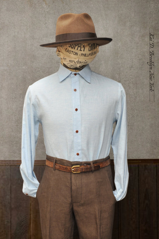 Delancey Shirt - Fresh Blue Soft Herringbone - S, M, XL, XXL