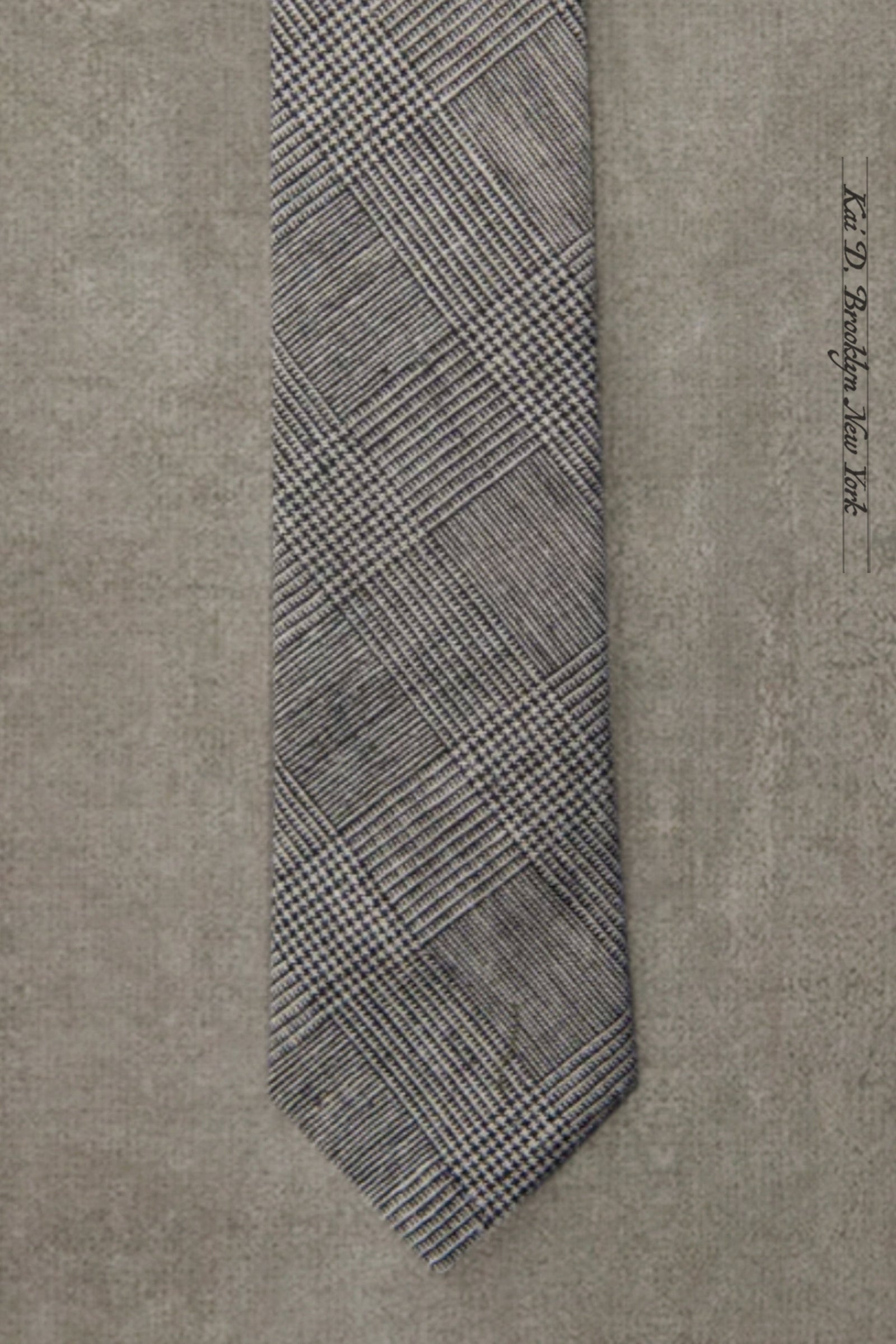 Cotton Linen Plaid Tie - Taupe