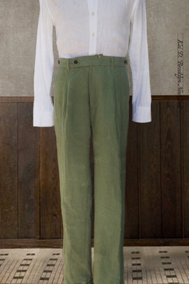 Journeyman Trousers - Grass Green Heavy Linen - 30, 32, 34