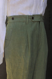 Journeyman Trousers Green Heavy Linen 30 32 34