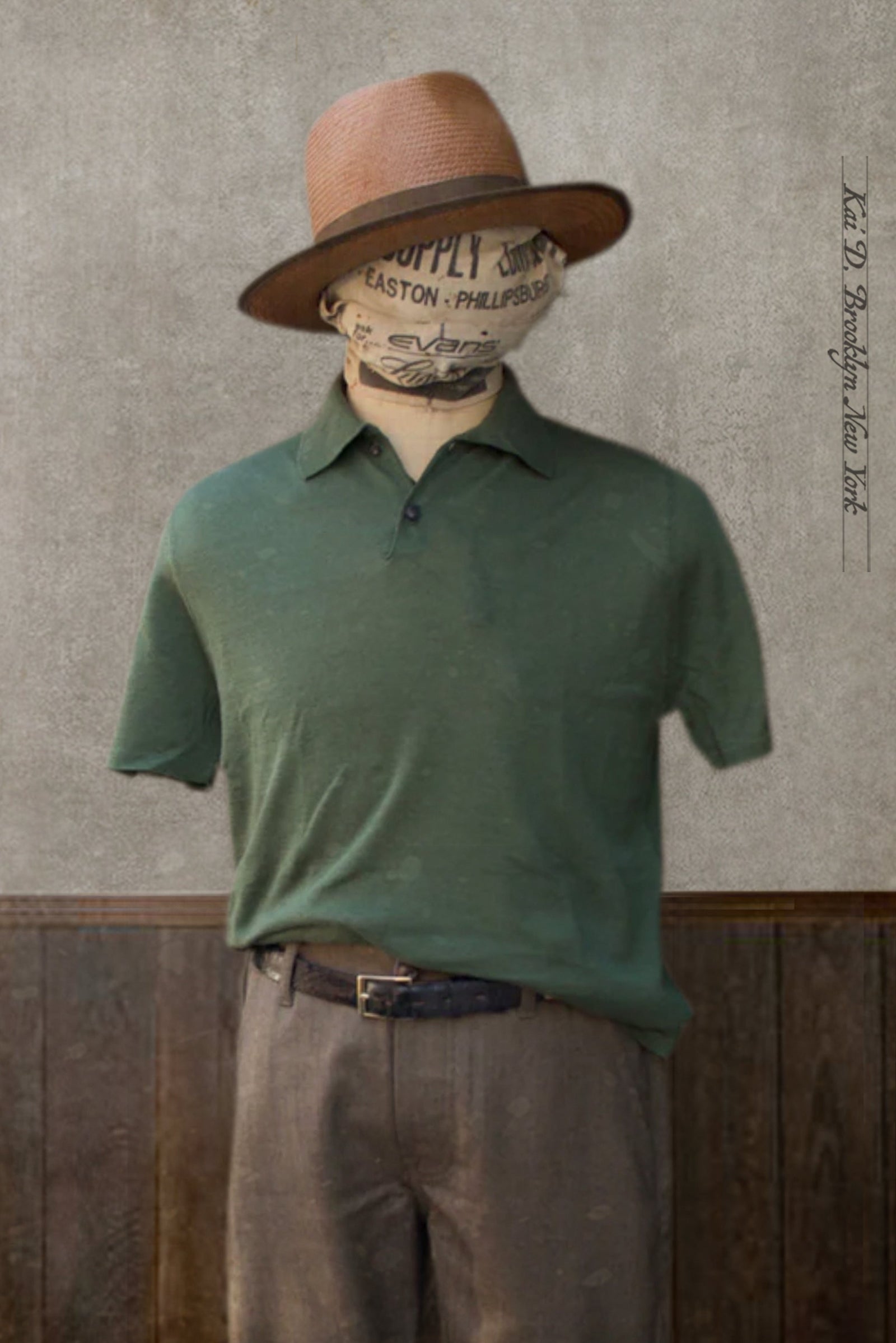Folk Cotton Linen Polo - Garden Green - XL