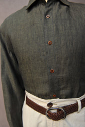Delancey Shirt Italian Linen Dark S M L Xl Xxl