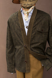 Slub Cotton Tweed Kimono Shirt L