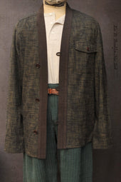 Slub Cotton Tweed Kimono Shirt Xl