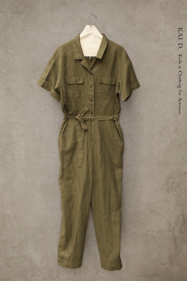 Louis Jumpsuit - Washed Green - S, L