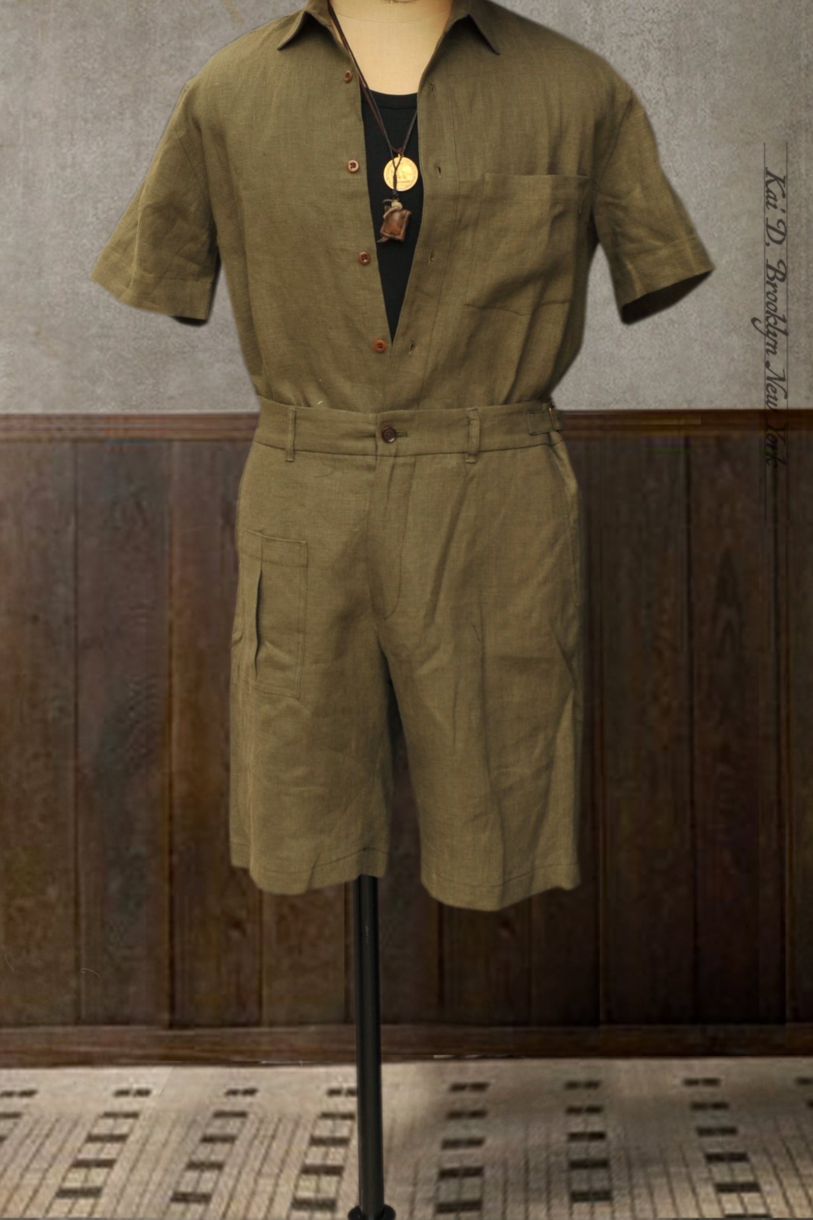 Martin Shorts French Green Linen 28 30 32 34 36