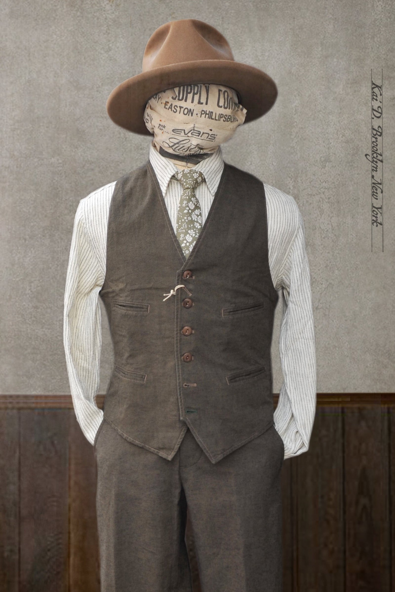 Tony Classic Vest Green Cotton Linen M L