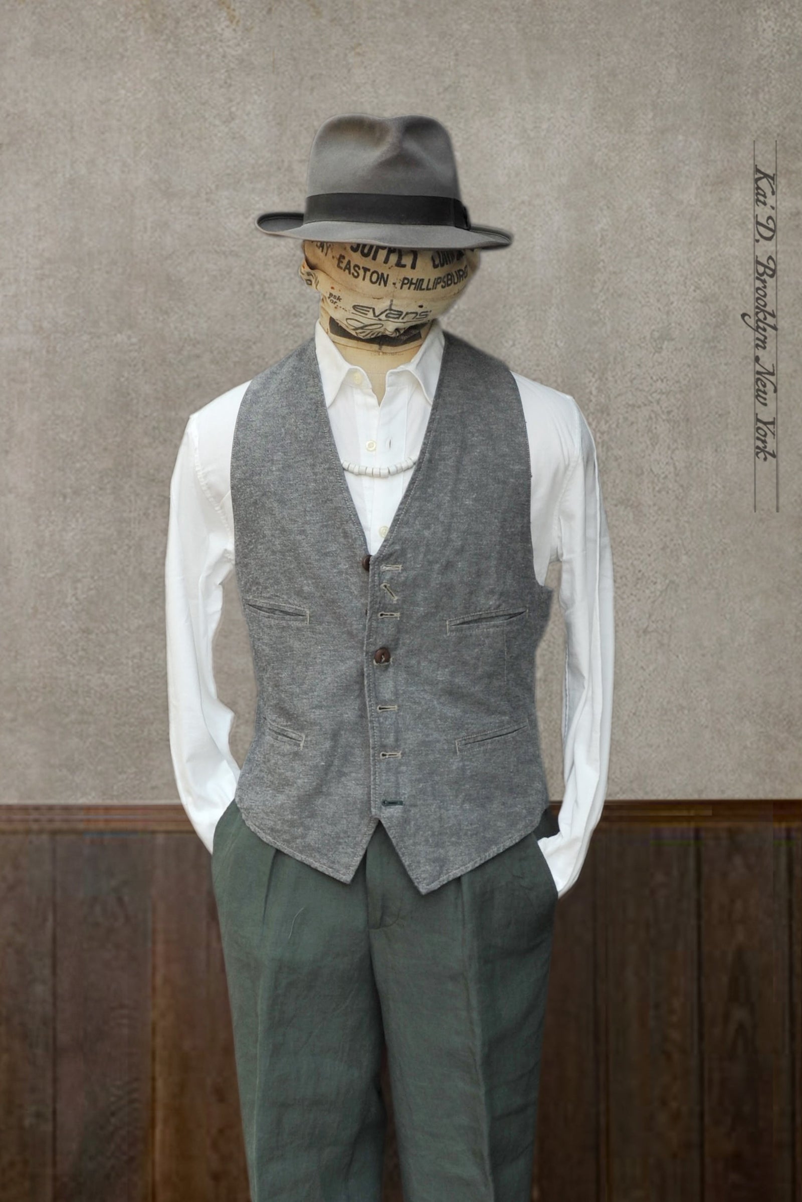 Tony Classic Vest Grey Cotton Linen L