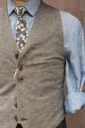 Tony Classic Vest Grey Cotton Linen L