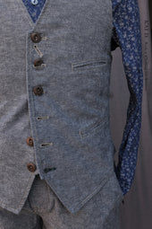 Tony Classic Vest Grey Cotton Linen L